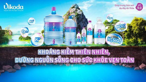 Độ pH của nước khoáng kiềm thiên nhiên Vikoda giúp trung hòa axit dạ dày.