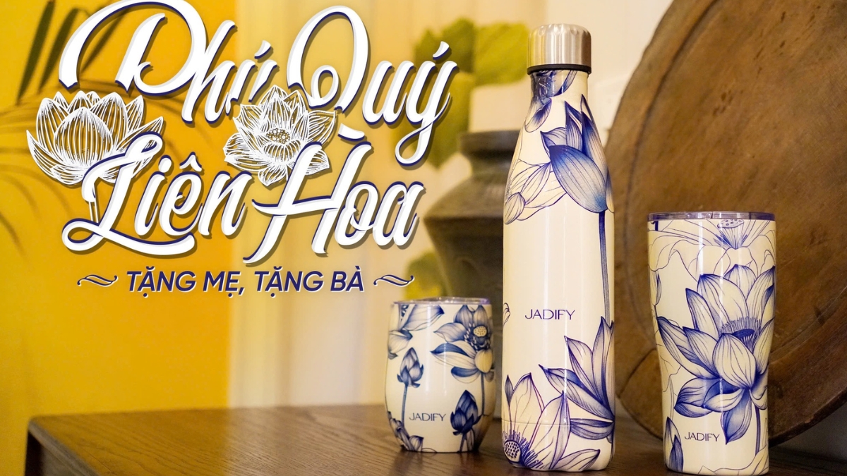 Bình giữ nhiệt hoa sen làm quà lưu niệm đậm nét văn hóa Việt
