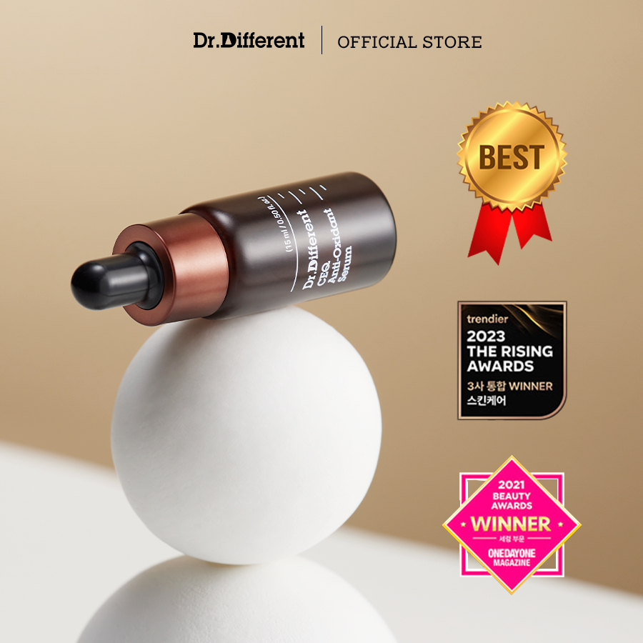 Dr.Different CEQ Anti-Oxidant Serum hỗ trợ ngăn ngừa lão hóa, cải thiện sắc tố, đồng thời giúp da trở nên săn chắc, khỏe mạnh và sáng đều màu hơn.