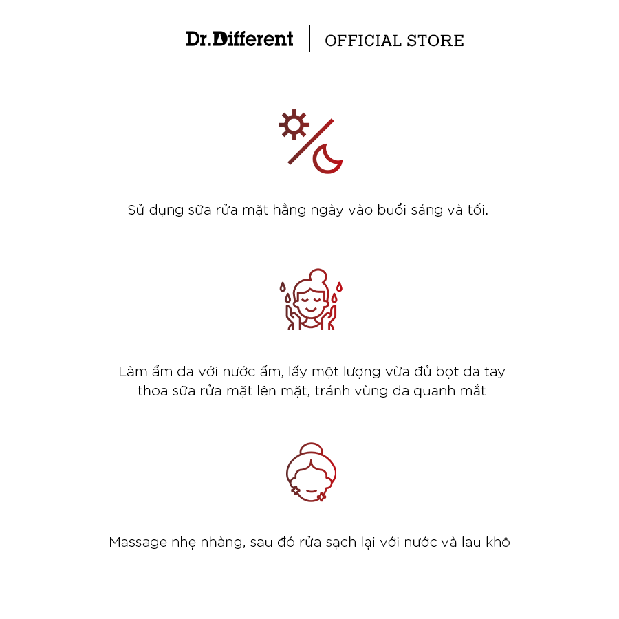 Sữa rửa mặt Dr Different - Zero Cleanser Ph.D phù hợp với mọi làn da đặc biệt là da nhạy cảm. Sản phẩm duy trì độ ẩm, mang lại cảm giác mềm mại và không khô căng sau khi rửa.