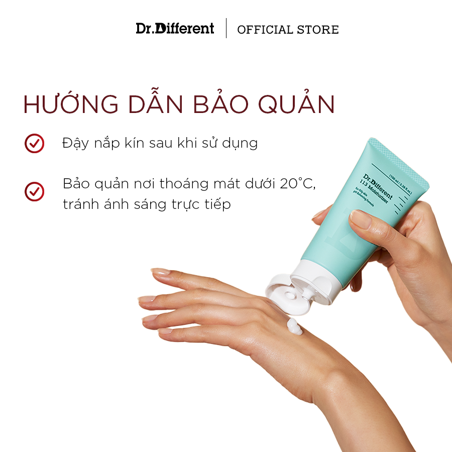Kem dưỡng Dr Different giúp giảm lượng dầu thừa trên da mà vẫn duy trì độ ẩm tự nhiên. Kết cấu mỏng nhẹ, thẩm thấu nhanh, không gây bít tắc lỗ chân lông.