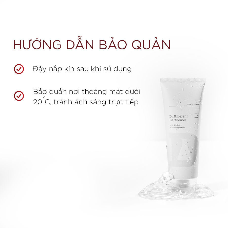 Gel rửa mặt Dr Different là bước làm sạch đầu tiên trong chu trình chăm sóc da, giúp loại bỏ bụi bẩn và lớp trang điểm một cách nhẹ nhàng mà vẫn giữ nguyên độ pH tự nhiên của làn da.