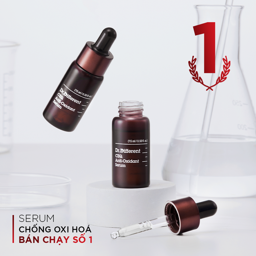 Dr.Different CEQ Anti-Oxidant Serum hỗ trợ ngăn ngừa lão hóa, cải thiện sắc tố, đồng thời giúp da trở nên săn chắc, khỏe mạnh và sáng đều màu hơn. 