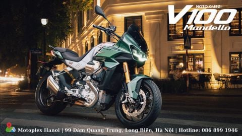 Mãn nhãn ngắm nhìn Moto Guzzi V100 Mandello S dưới ánh đèn Hà Nội