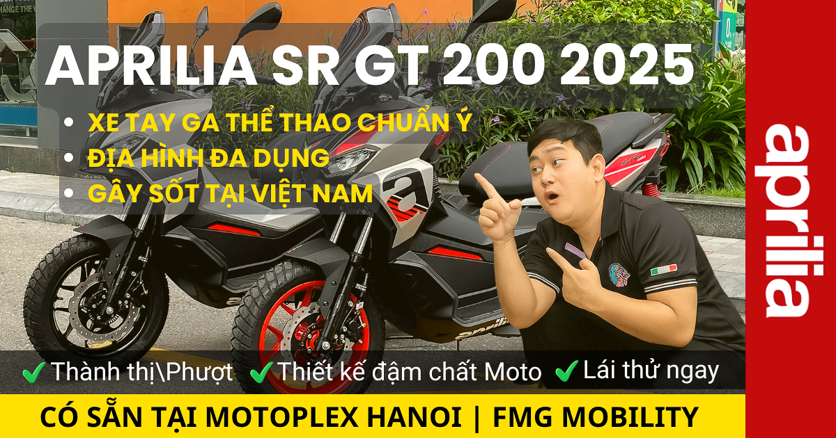 Aprilia SR GT 200 2025 – Xe tay ga thể thao chuẩn châu Âu, giá cực tốt