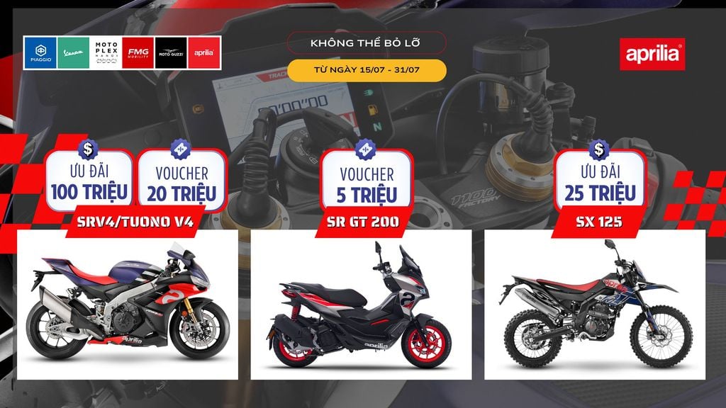 Khuyến mại lên đến 100 triệu khi mua xe Aprilia tại Motoplex Hanoi