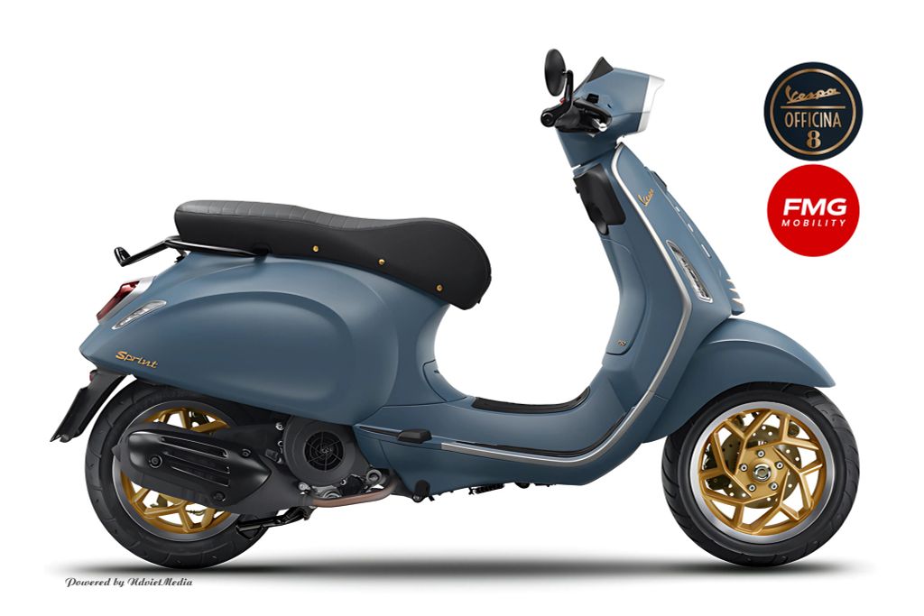 Vespa Sprint Officina 8 2025 màu Xanh Industrial Blue