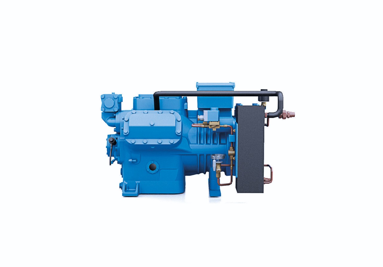 Công nghệ máy nén Frascold piston 2 cấp trong kho cấp đông hải sản.