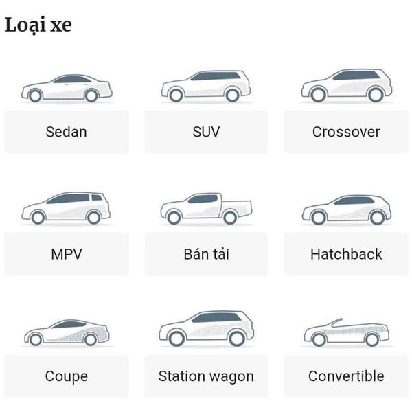CÁC LOẠI XE CON PHỔ BIẾN MÀ BẠN HAY GẶP