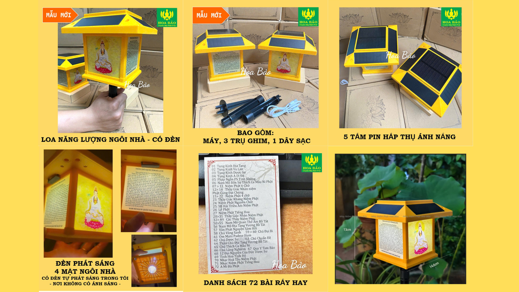 🏠MÁY NIỆM PHẬT NĂNG LƯỢNG MẶT TRỜI NGÔI NHÀ - CÓ ĐÈN