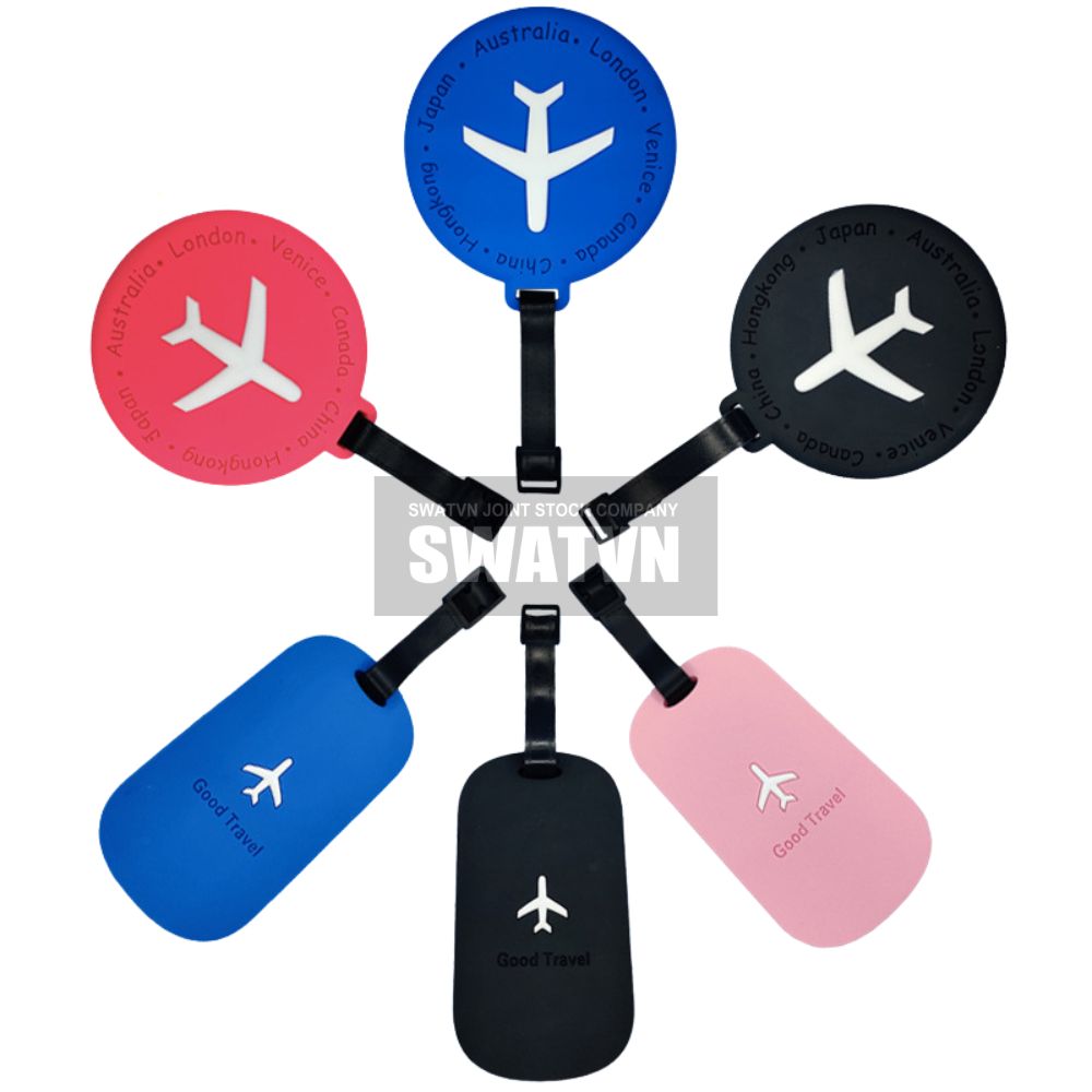 Quang bá thương hiệu bằng tag vali cao su in logo