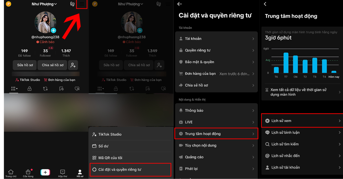 Cách bật hoặc tắt lịch sử xem TikTok theo nhu cầu