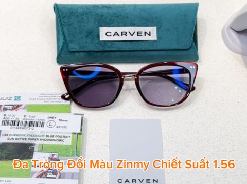 Review Đa Tròng Đổi Màu Khói Zinmy & Gọng Kính Carven Messi C125