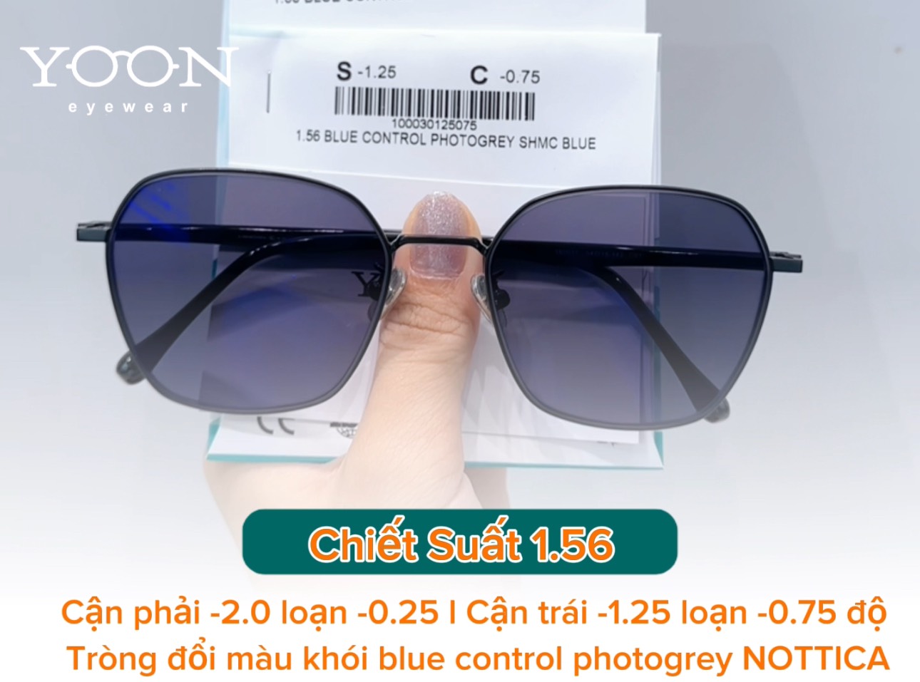Review Tròng Đổi Màu Khói Chống Ánh Sáng Xanh Nottica 1.56