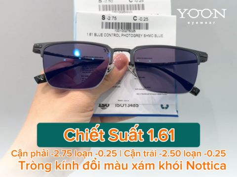 Review Tròng Đổi Màu Khói 1.61 Nottica