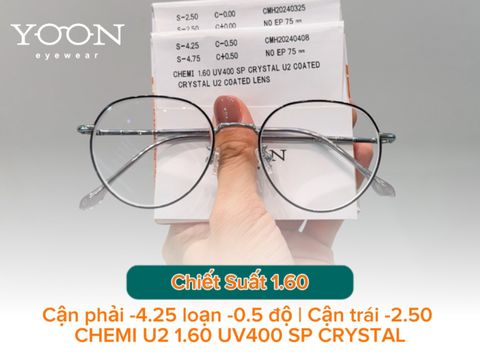 Review Tròng Kính Chemi U2 1.60 - Lắp Vào Gọng Kim Loại