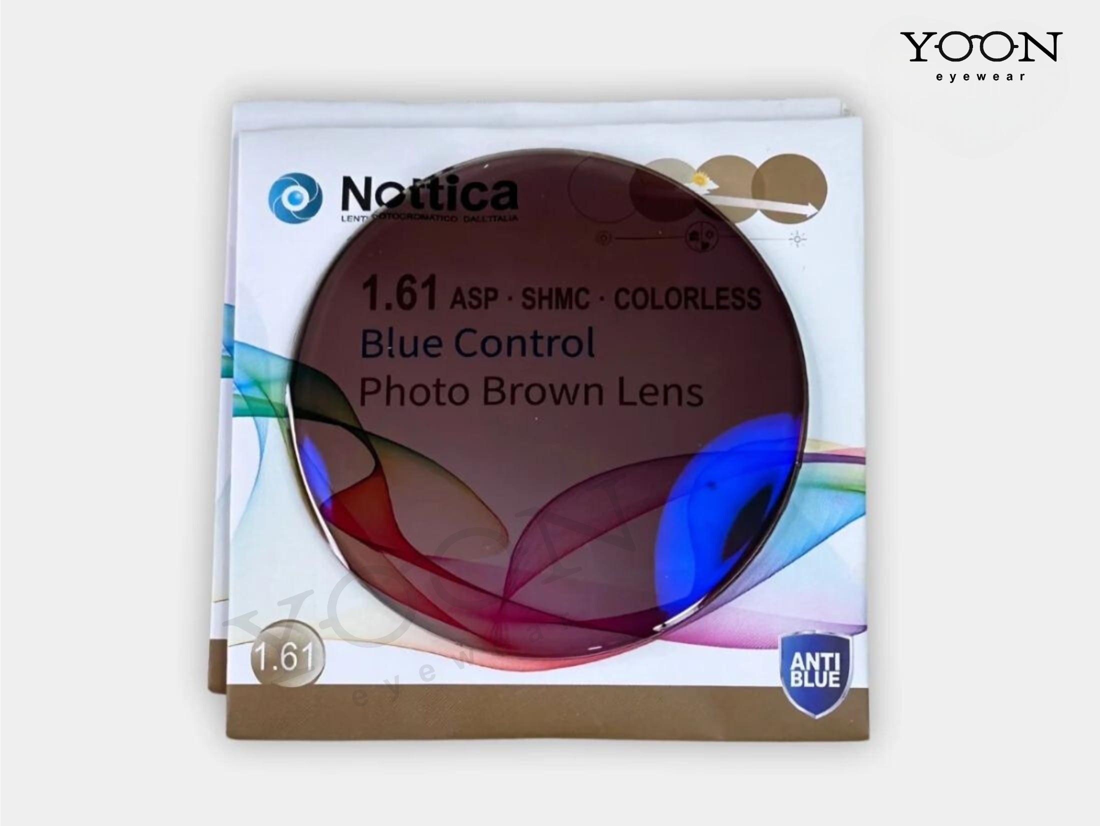Tròng Đổi Màu NOTTICA N5 JELLY BLUE CONTROL PHOTO 1.61 Brown
