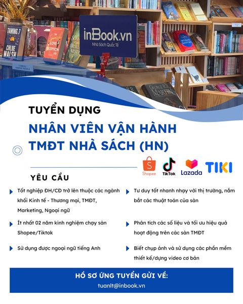 Tuyển dụng Nhân viên vận hành Thương Mại Điện Tử Nhà sách Inbook (Hà Nội)