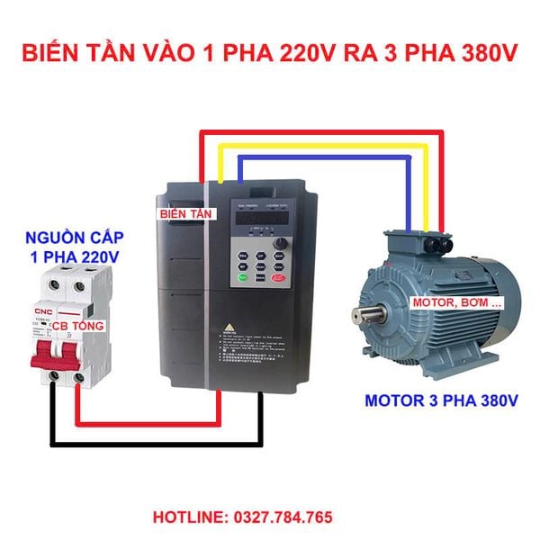 Sơ đồ biến tần vào 1 pha 220v ra 3 pha 380v