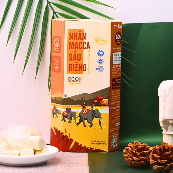 Nhân Macca Sầu Riêng Kamina – Món Ăn Vặt Cao Cấp Từ Đắk Lắk