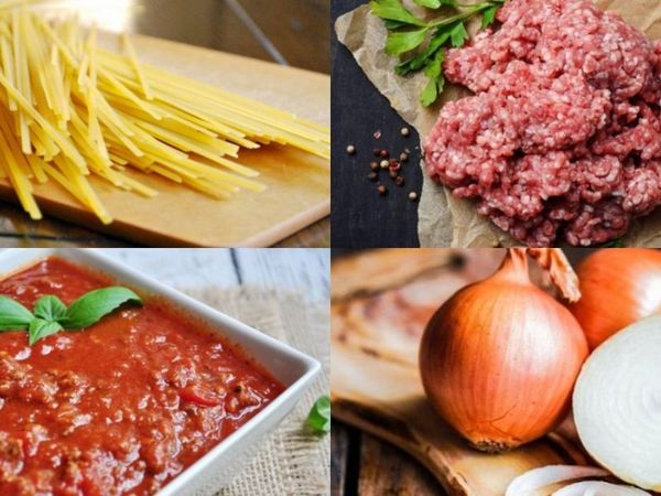 Nguyên liệu làm Mì Ý Sốt Bò Bằm