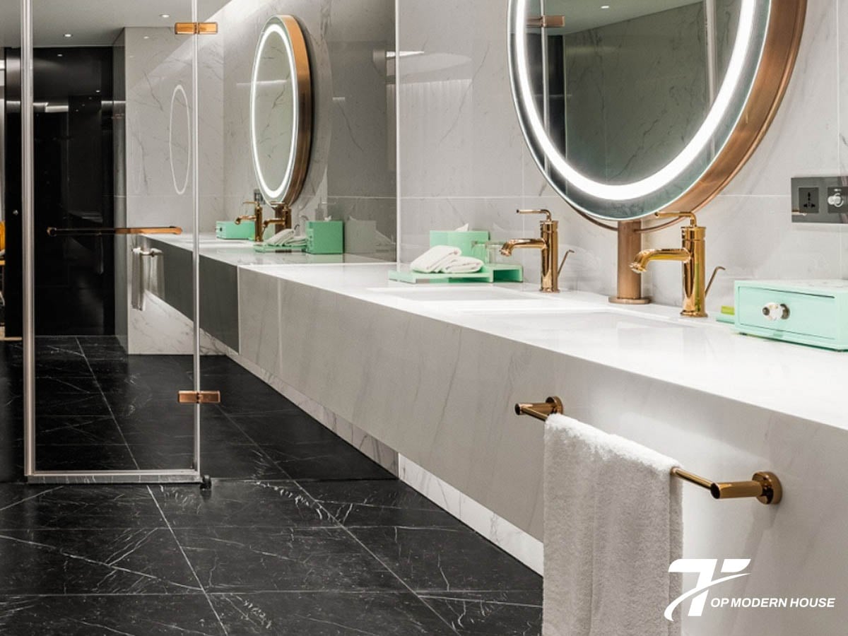 Lavabo âm bàn với đường nét tinh tế, lý tưởng cho không gian phòng tắm mang phong cách tân cổ điển.