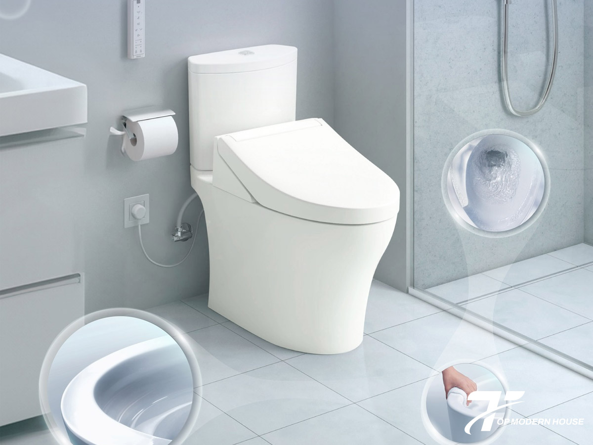 Bồn cầu 2 khối TOTO nắp rửa điện tử WASHLET