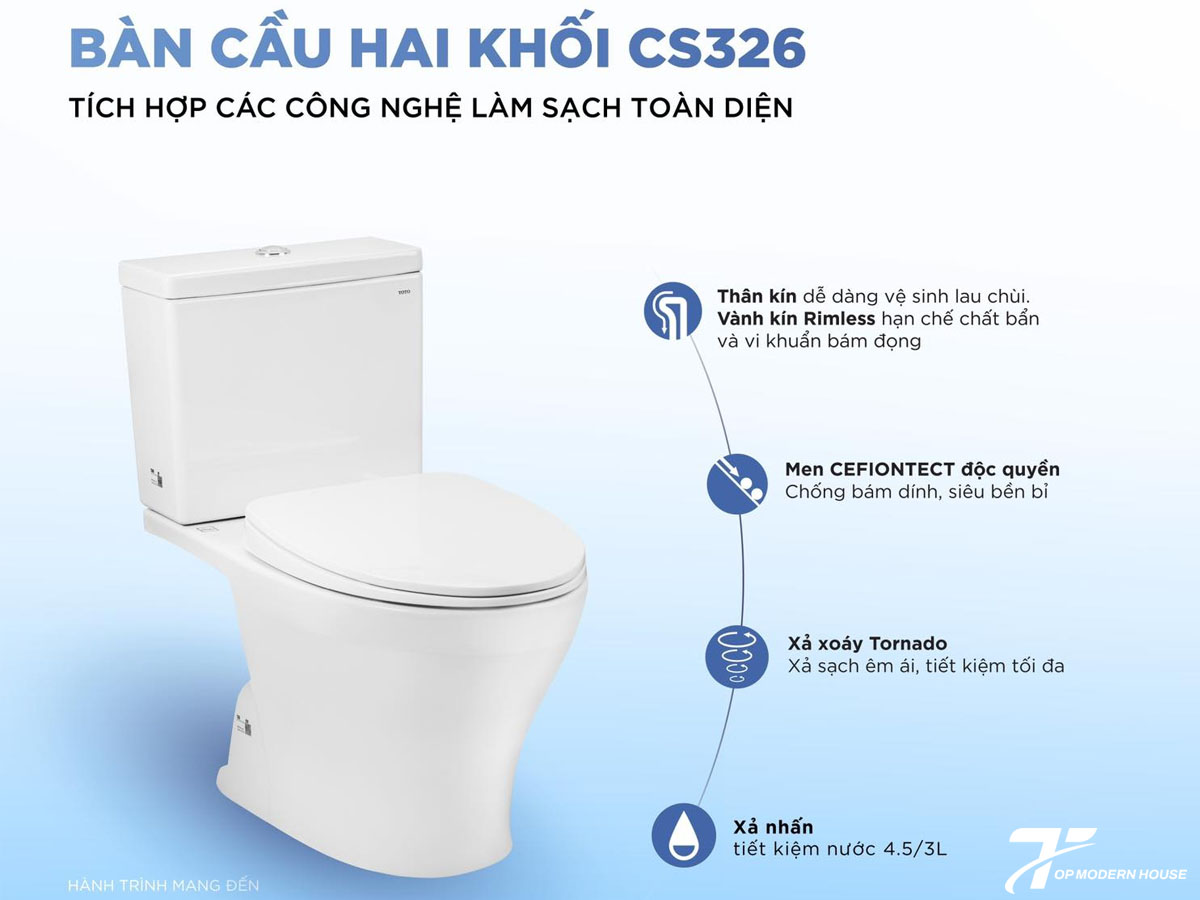 Bồn cầu TOTO CS326DT10 – Trang bị công nghệ CeFiONtect