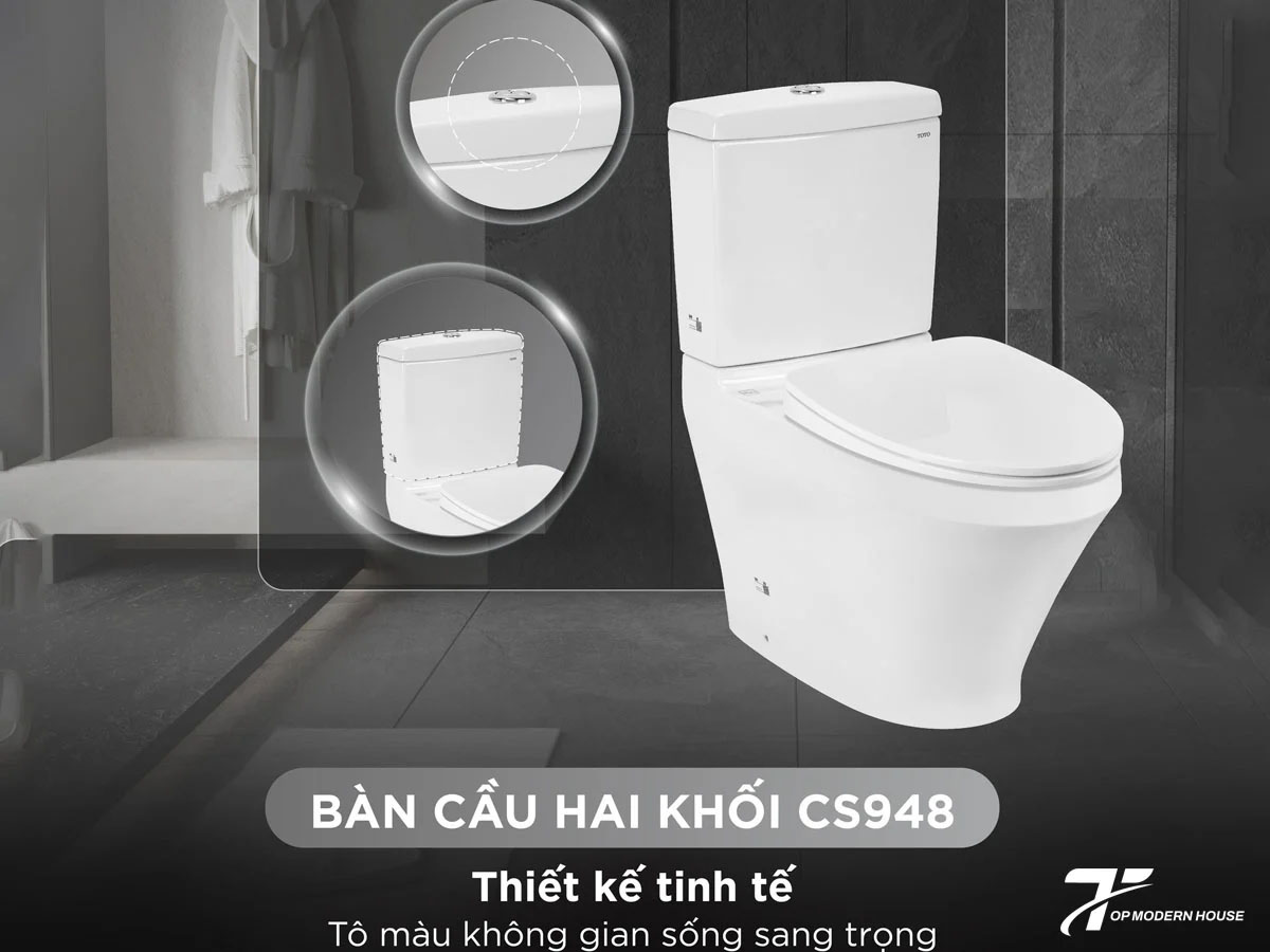 Bồn cầu TOTO CS948DT10 – Nắp đóng êm, kiểu dáng thanh lịch