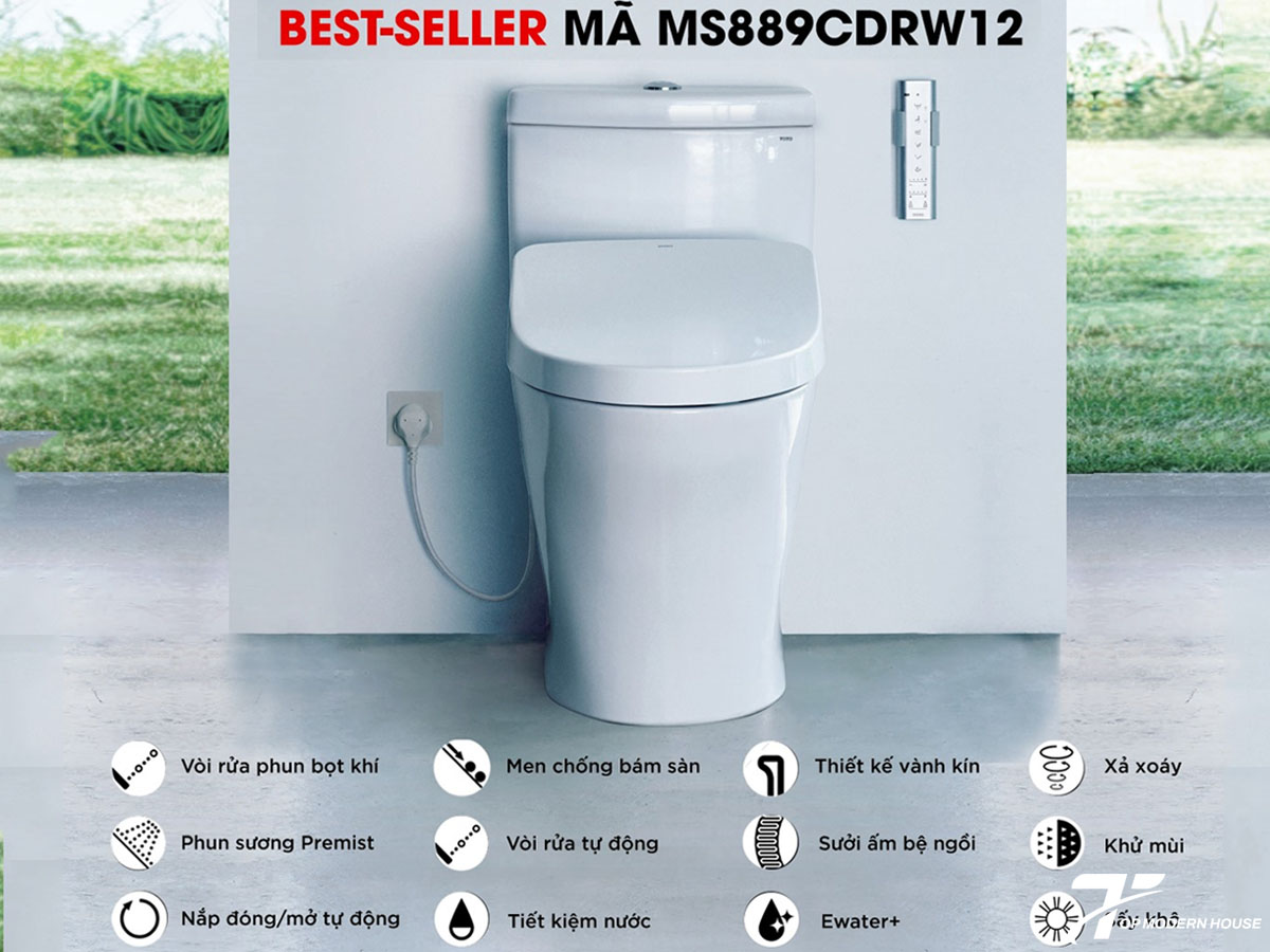 Bồn cầu nắp rửa điện tử TOTO MS889CDRW12