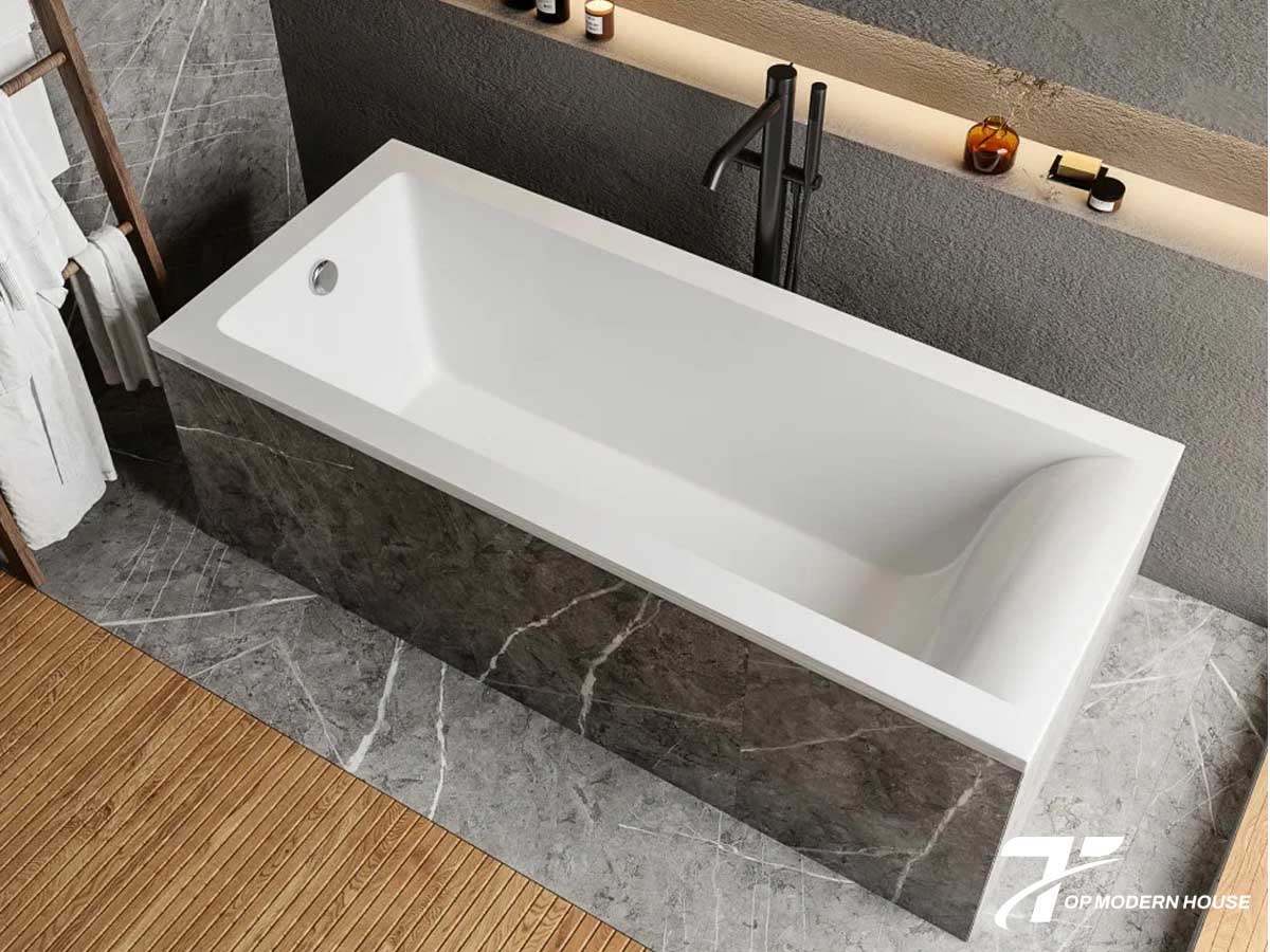 Bồn tắm Composite được làm từ sợi thủy tinh phủ nhựa, có độ bền cao, chịu lực tốt và giá thành phải chăng.