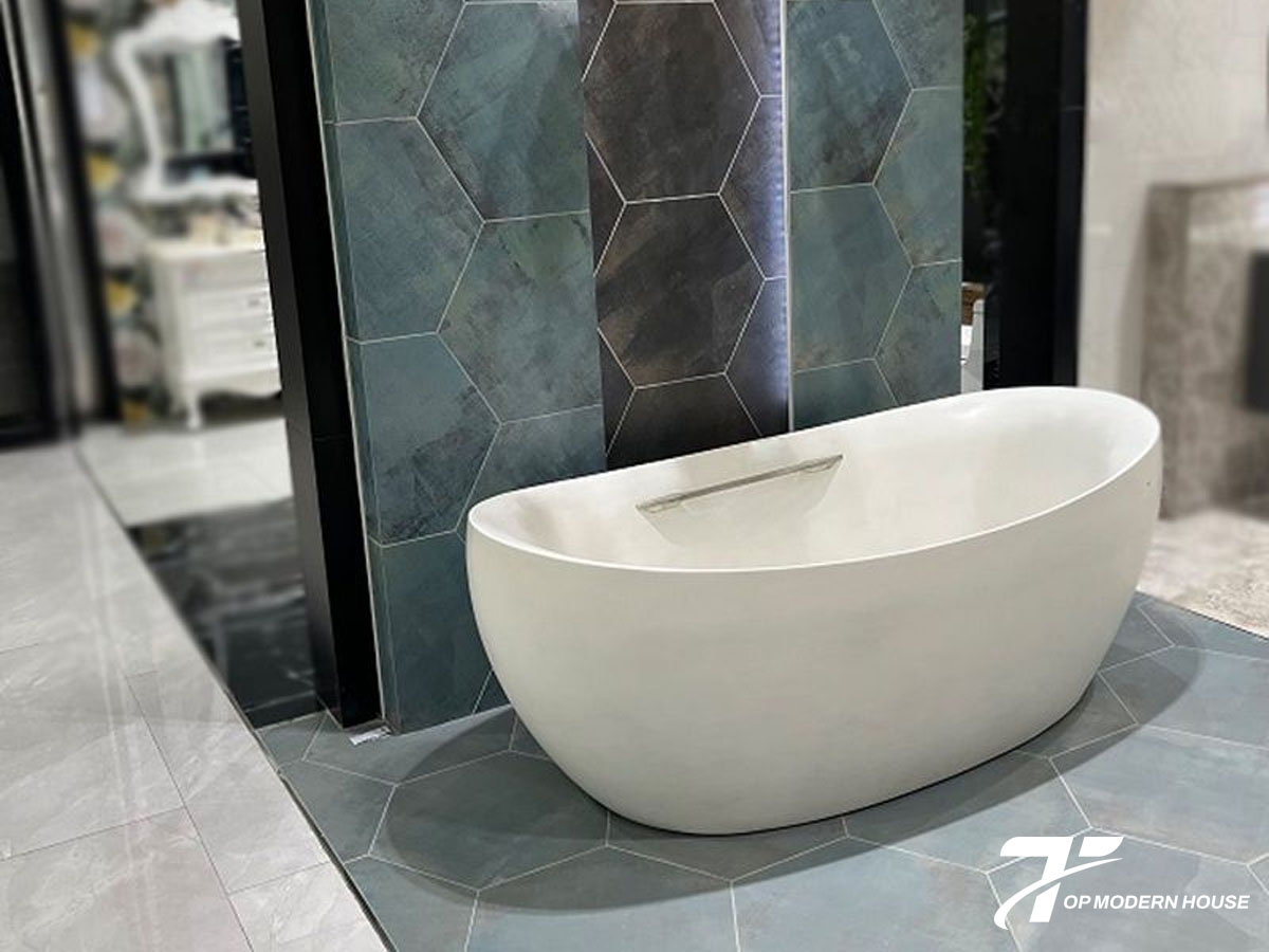 Mẫu bồn tắm nằm được chế tác từ đá cẩm thạch nhân tạo