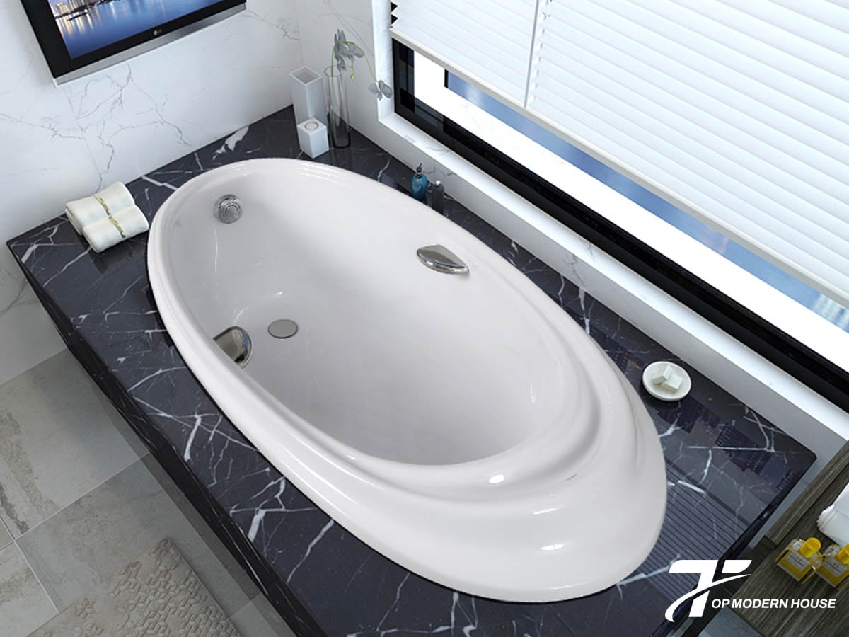Bồn tắm xây với chất liệu nhựa Acrylic ngọc trai cao cấp