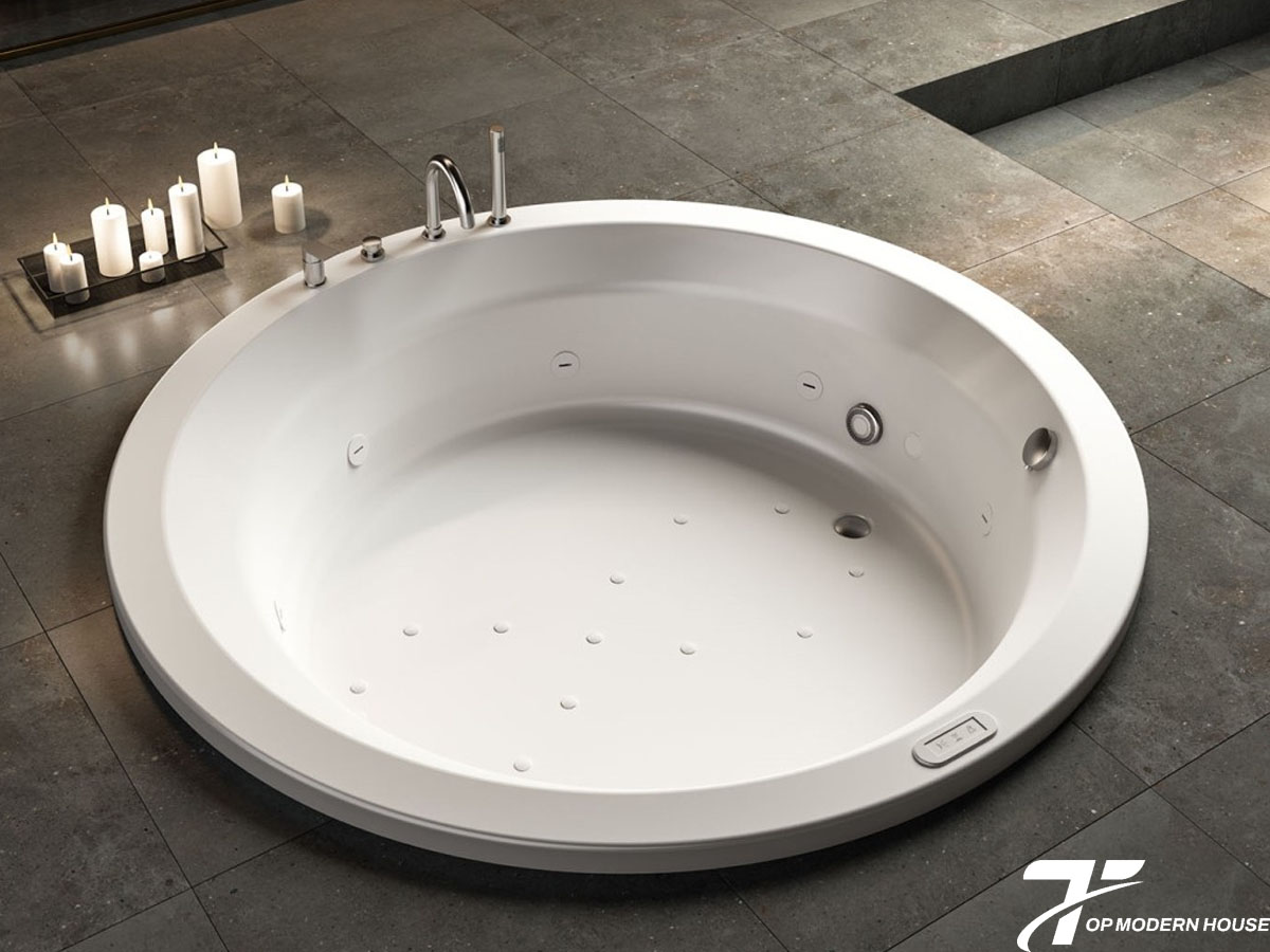 Bồn tắm tròn TOTO nổi bật với thiết kế tinh tế, tạo điểm nhấn sang trọng và thư giãn tối đa cho không gian phòng tắm hiện đại.