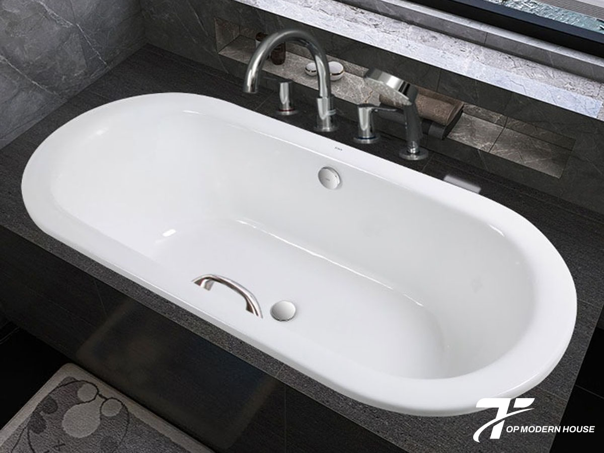 Mẫu bồn tắm xây được thiết kế bo tròn mềm mại