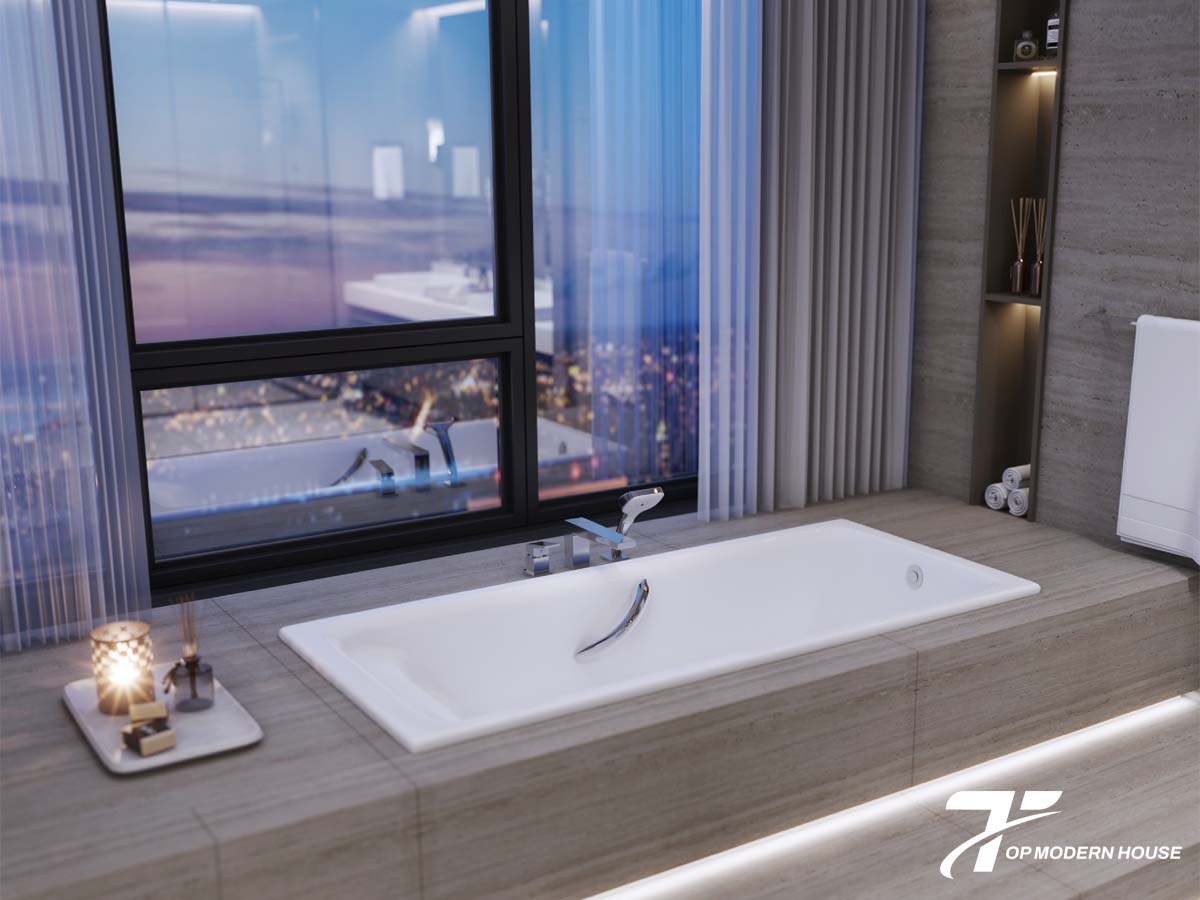 Bồn tắm xây là loại bồn được thi công cố định bằng gạch, bê tông và ốp gạch men, phù hợp với không gian rộng và thiết kế theo yêu cầu.