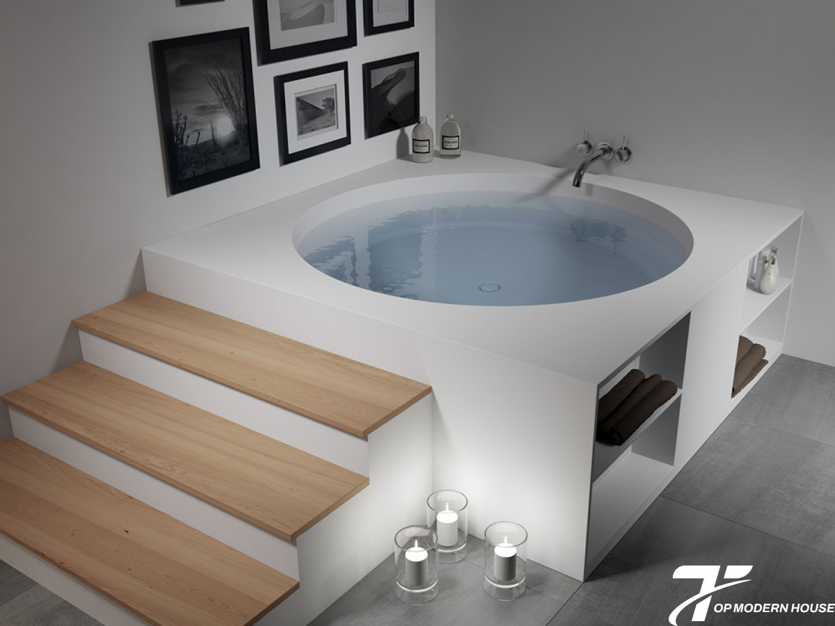 Bồn tắm tròn TOTO có hai loại chính: bồn ngâm độc lập và bồn massage, phù hợp với nhu cầu thư giãn và thẩm mỹ cao cấp.