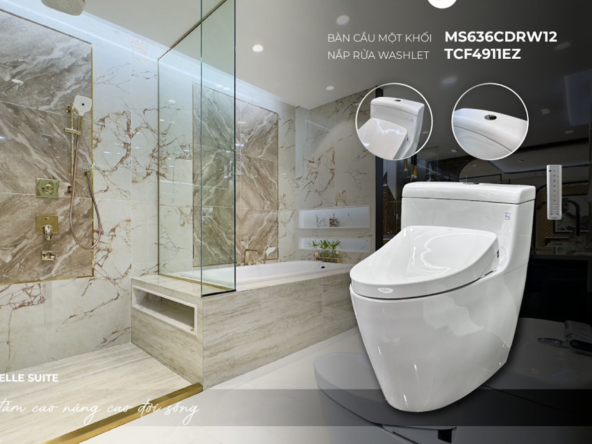 Bồn cầu kèm nắp rửa điện tử WASHLET dòng S5 MS636CDRW12