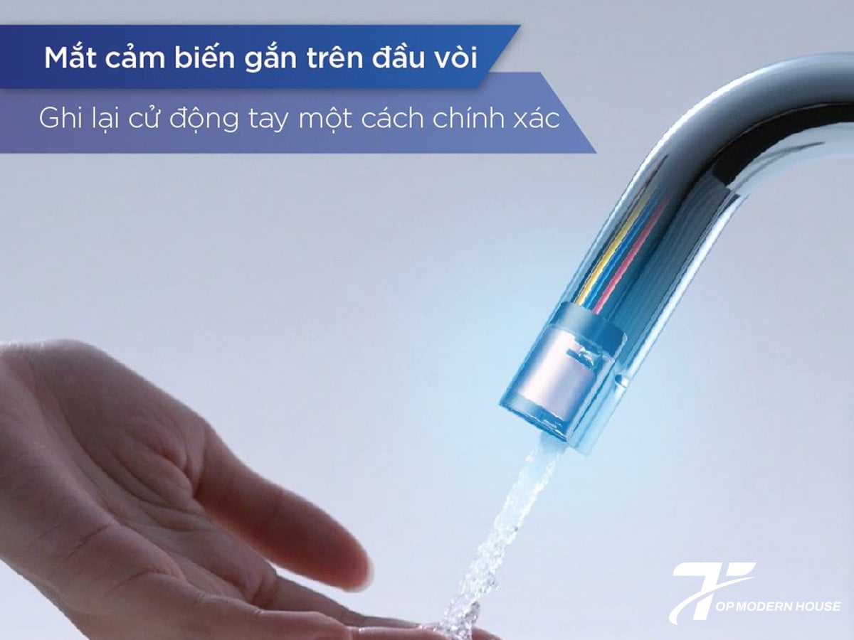 Công nghệ cảm biến làm tăng giá vòi nước nóng lạnh vì tích hợp tính năng tự động, tiện lợi và tiết kiệm nước.