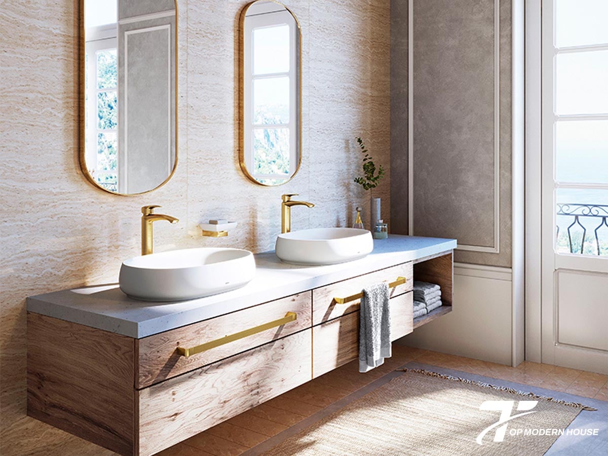 chậu đặt bàn PJS05WE đá cẩm thạch nhân tạo cao cấp