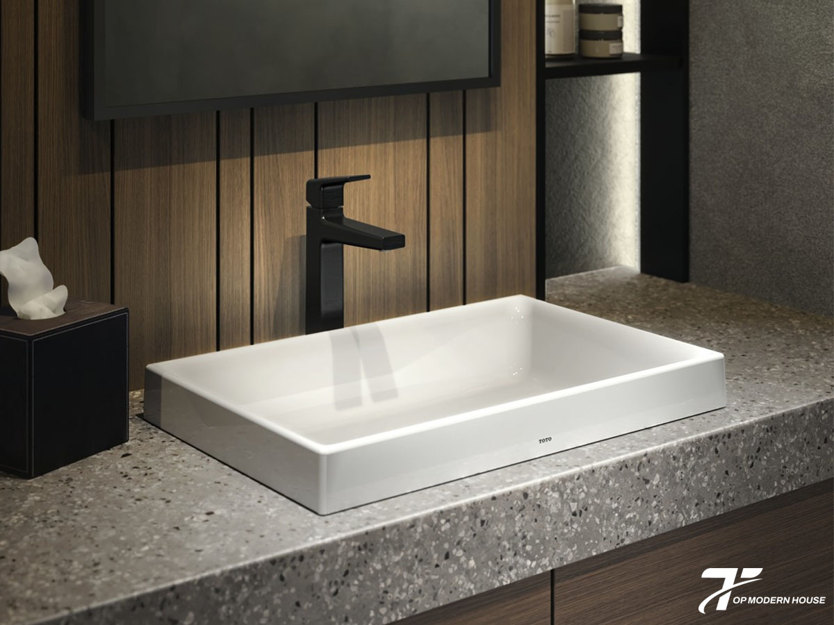 Chậu rửa đặt bàn mang đến vẻ đẹp hiện đại, dễ lắp đặt và thuận tiện vệ sinh.