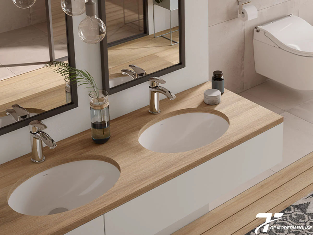 Lavabo oval có thiết kế bo tròn mềm mại, mang lại sự thanh thoát, dễ kết hợp với nhiều phong cách nội thất phòng tắm.