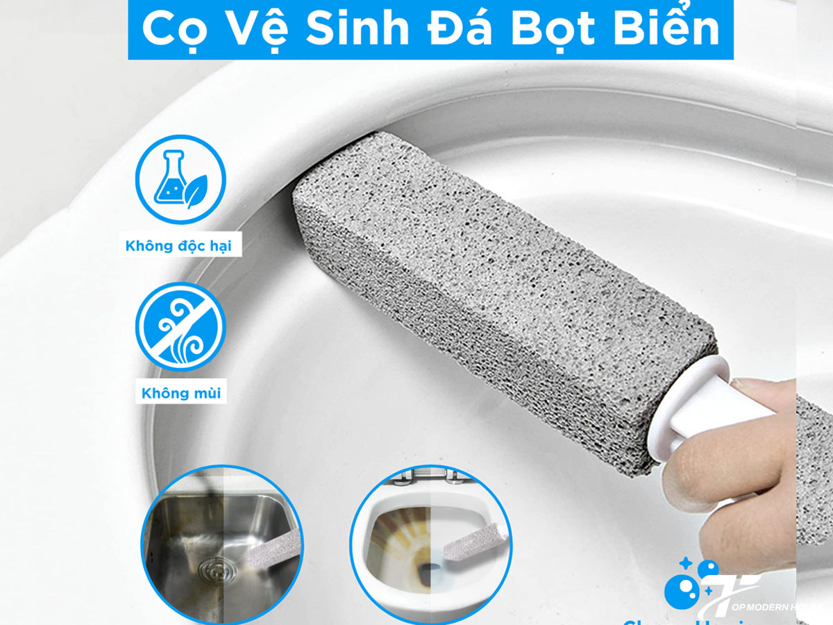 Vệ sinh bồn cầu với đá bọt