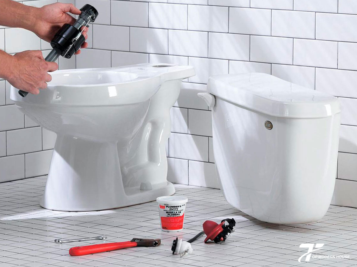 chuẩn bị vật tư lắp đặt bồn cầu