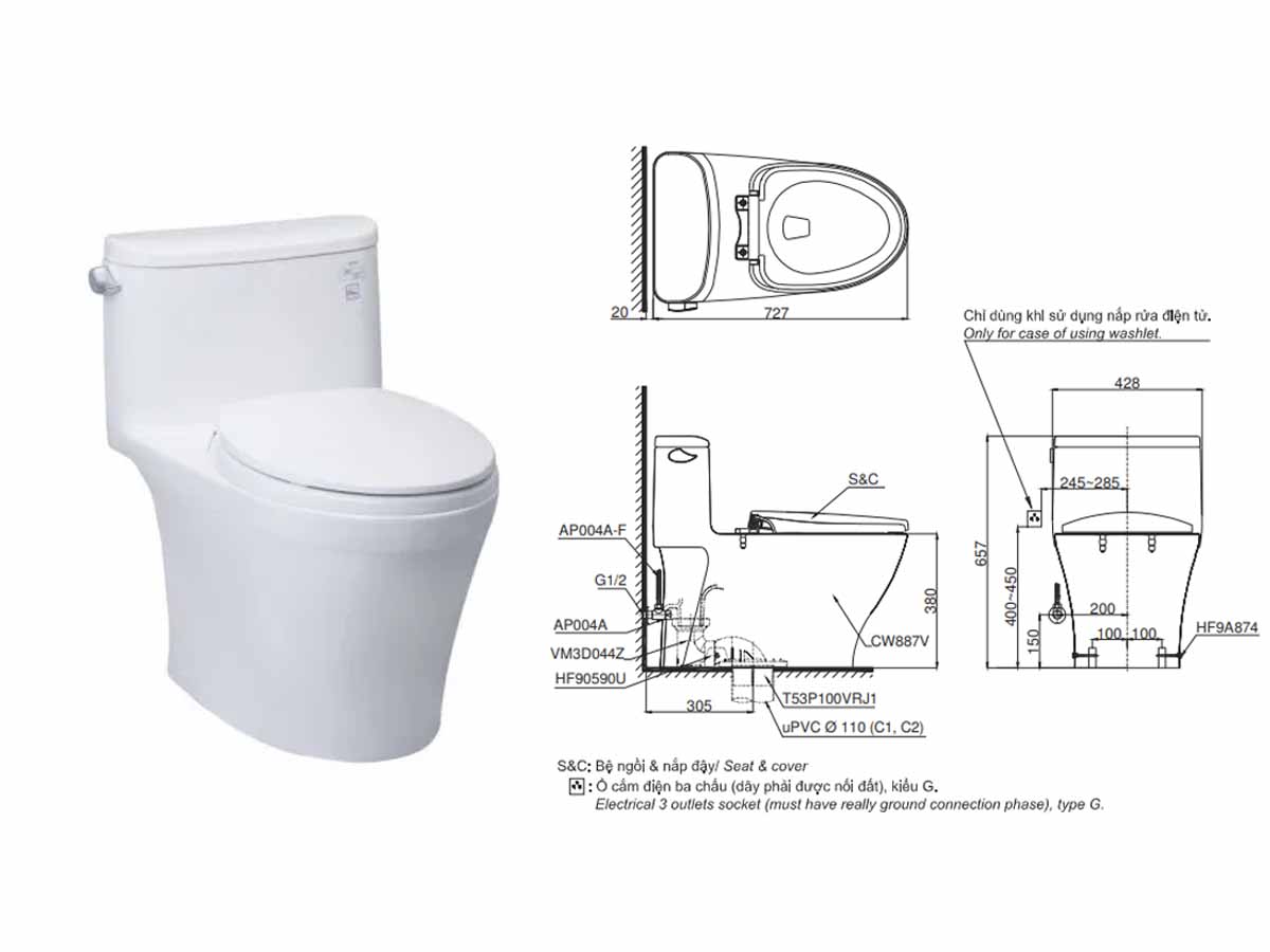 Bồn cầu thông thường đến tường