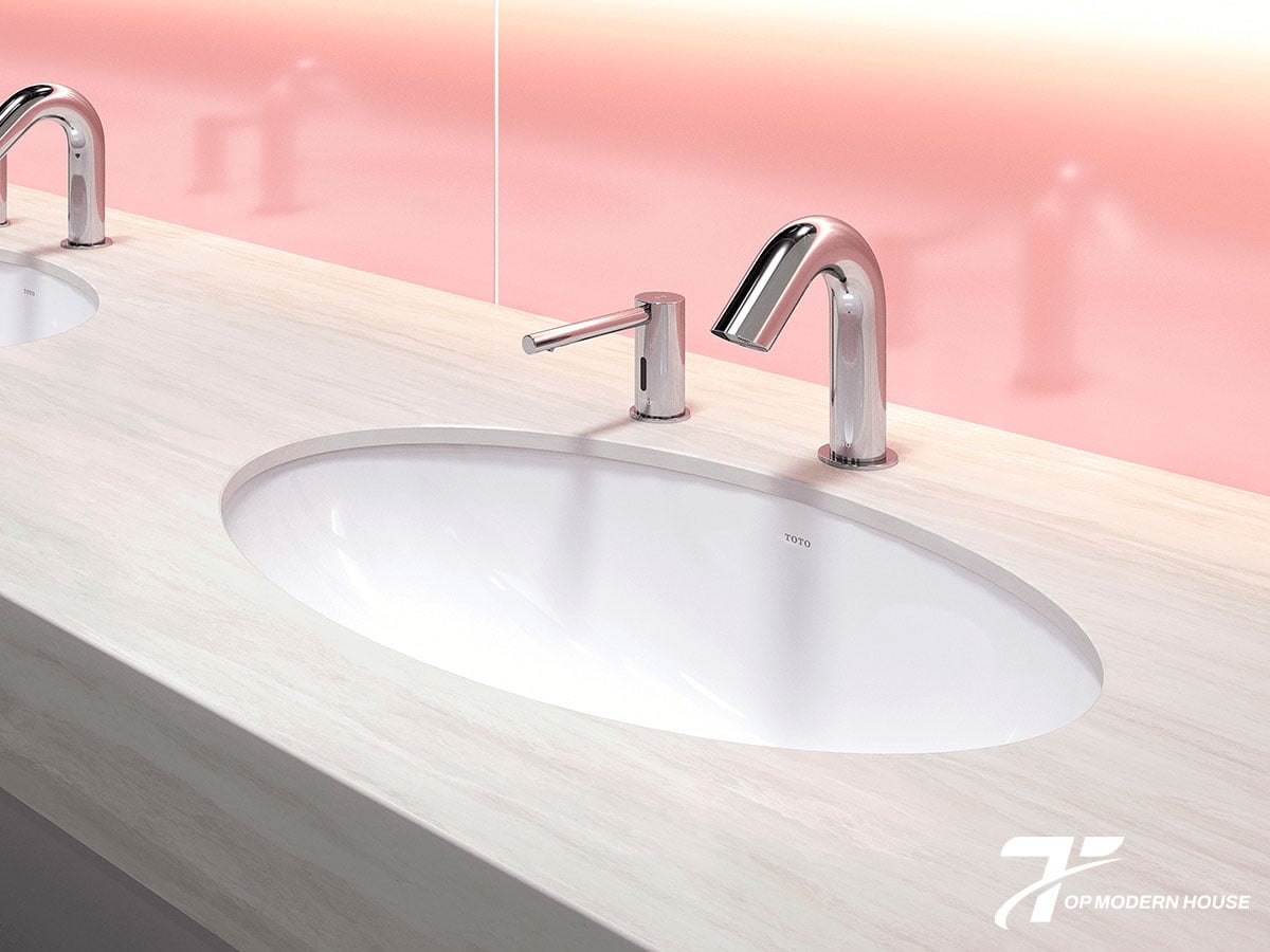 Lavabo âm bàn kèm vòi cảm ứng tiện lợi, hiện đại