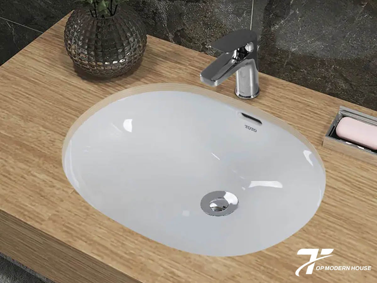 Lavabo âm bàn có thiết kế với đường nét mềm mại và kiểu dáng thu hút