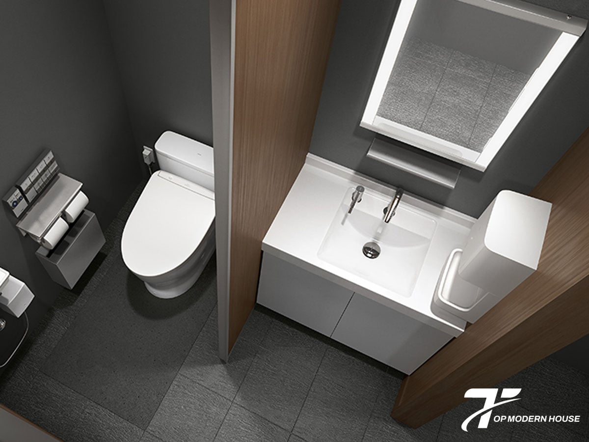 Mẫu chậu rửa mặt bằng đá đẹp âm bàn cho không gian nhà vệ sinh sang trọng.