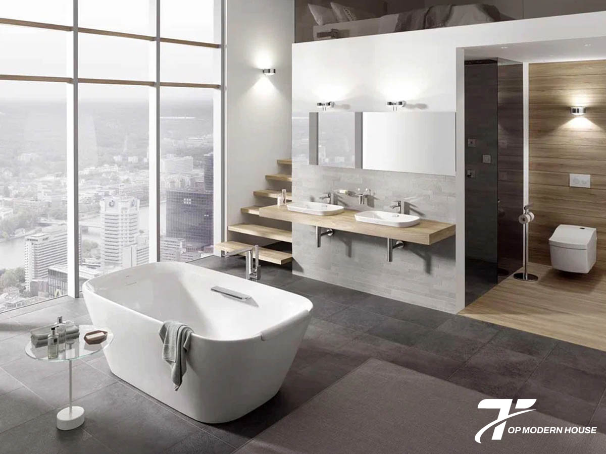 Nên chọn bồn tắm nằm làm từ chất liệu như Acrylic, Composite hoặc đá nhân tạo để đảm bảo độ bền, giữ nhiệt tốt và dễ vệ sinh.