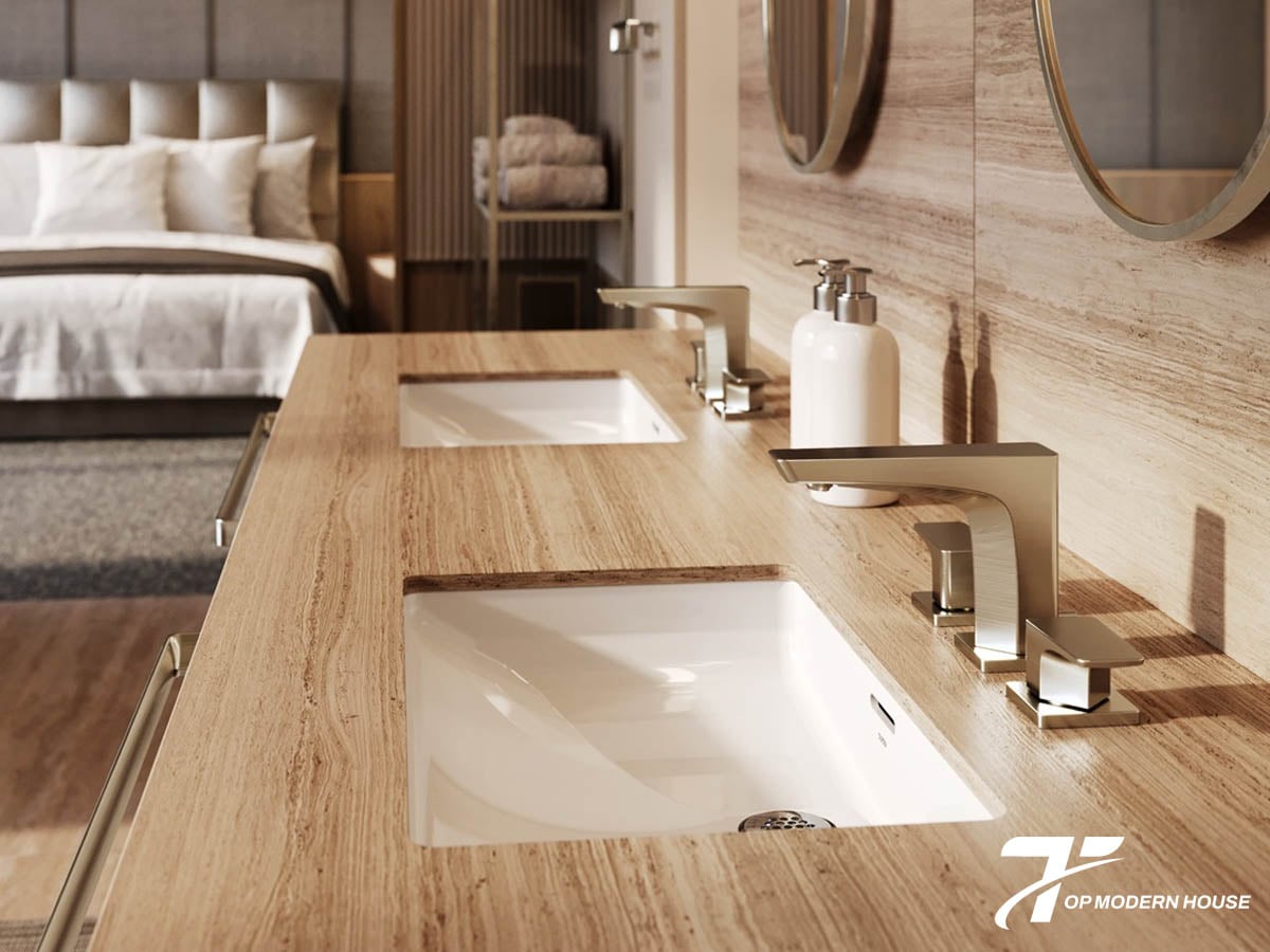 Cần đo cắt mặt bàn chính xác và xử lý chống thấm kỹ lưỡng khi lắp chậu rửa mặt âm bàn.